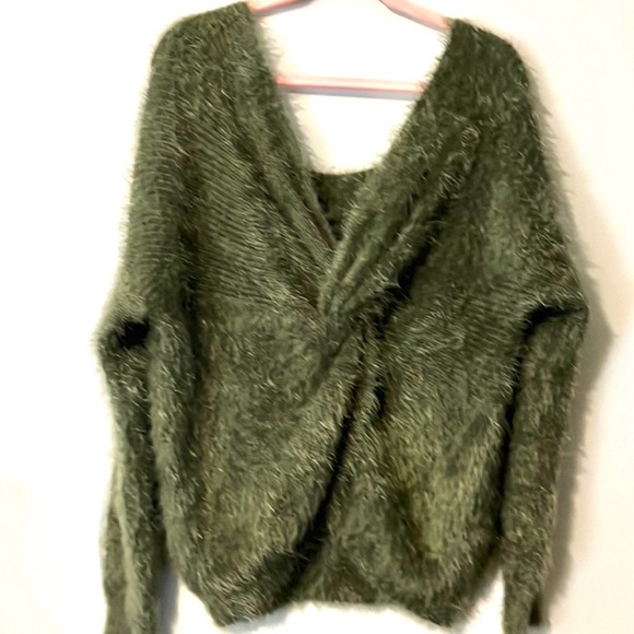 &Merci Brushed Knot Sweater Green Knit Size Large - Picture 6 of 9